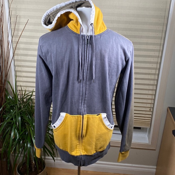 Comfortable Mens Zip Up Colour-Block White, Olive Green and Grey Size Large - Picture 1 of 7